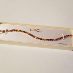 CBC Genuine CZ Gold Multi-color Bracelet NWT